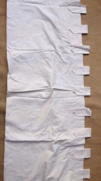 Pair 178 x 150cm self pattern Jaquard WHITE COTTON CURTAIN TAB TOP Open Pack NEW