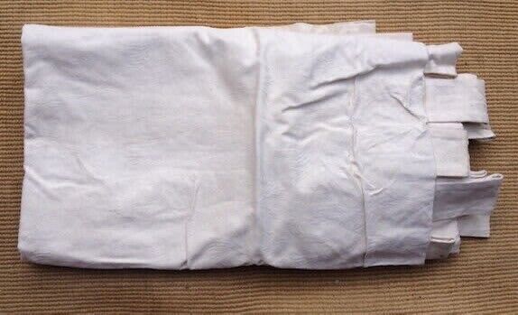 Pair 178 x 150cm self pattern Jaquard WHITE COTTON CURTAIN TAB TOP Open Pack NEW