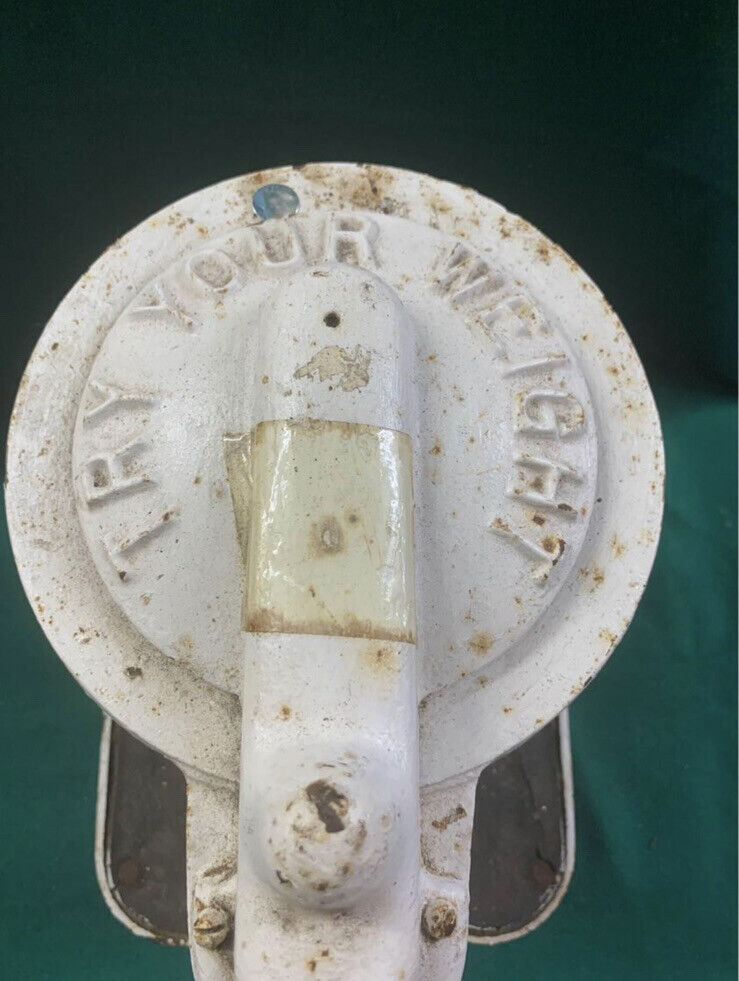 Antique Floor Scales “ Try Your Weight “ White Cast Iron Very Heavy Marked
