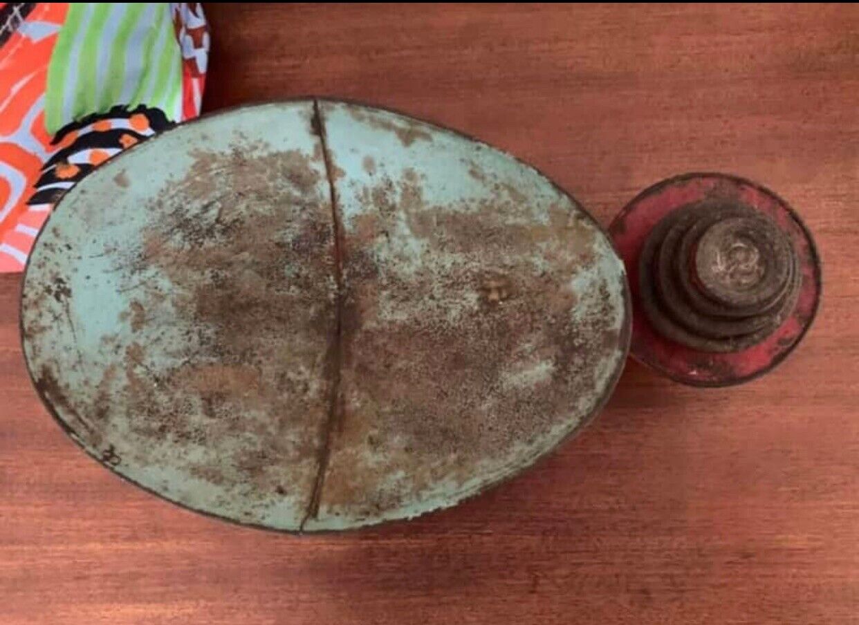 Kitchen SCALES Cast Iron w Weights Complete Dish Balance Display Rustic Antique