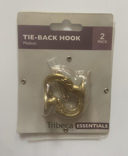 1 Pair Pack TRIBECA Brass Tie Back Hook Spotlight Medium Curtain Essentials NEW
