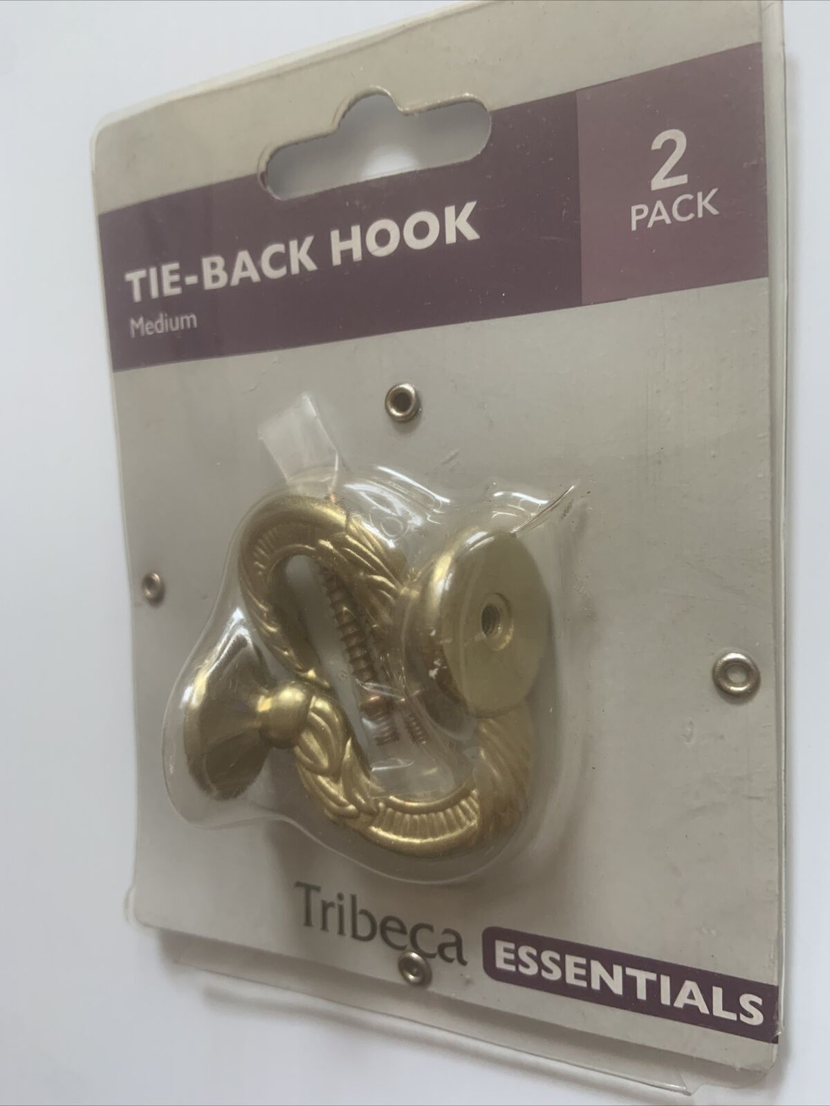 1 Pair Pack TRIBECA Brass Tie Back Hook Spotlight Medium Curtain Essentials NEW