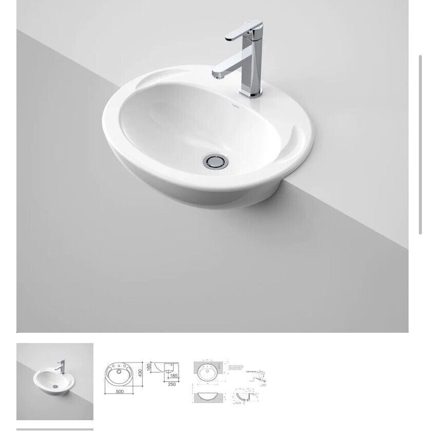 CAROMA Concorde 500 Vanity Basin Semi Recessed Bathroom Sink 654210W