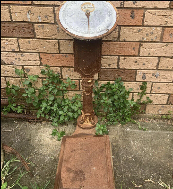 Antique Floor Scales SALTER  Cast Iron Rustic magnificent working Rustic Charm