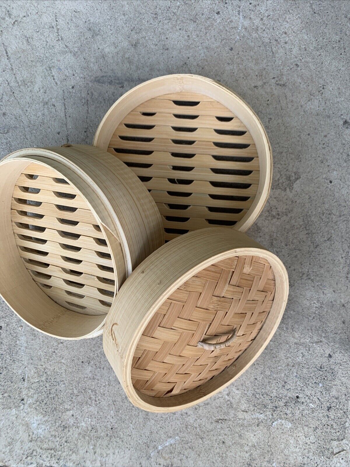 Natural Bamboo Steamer 2 Basket Lid Food Cooker Fish Dumpling Dim Sim Sum  18cm