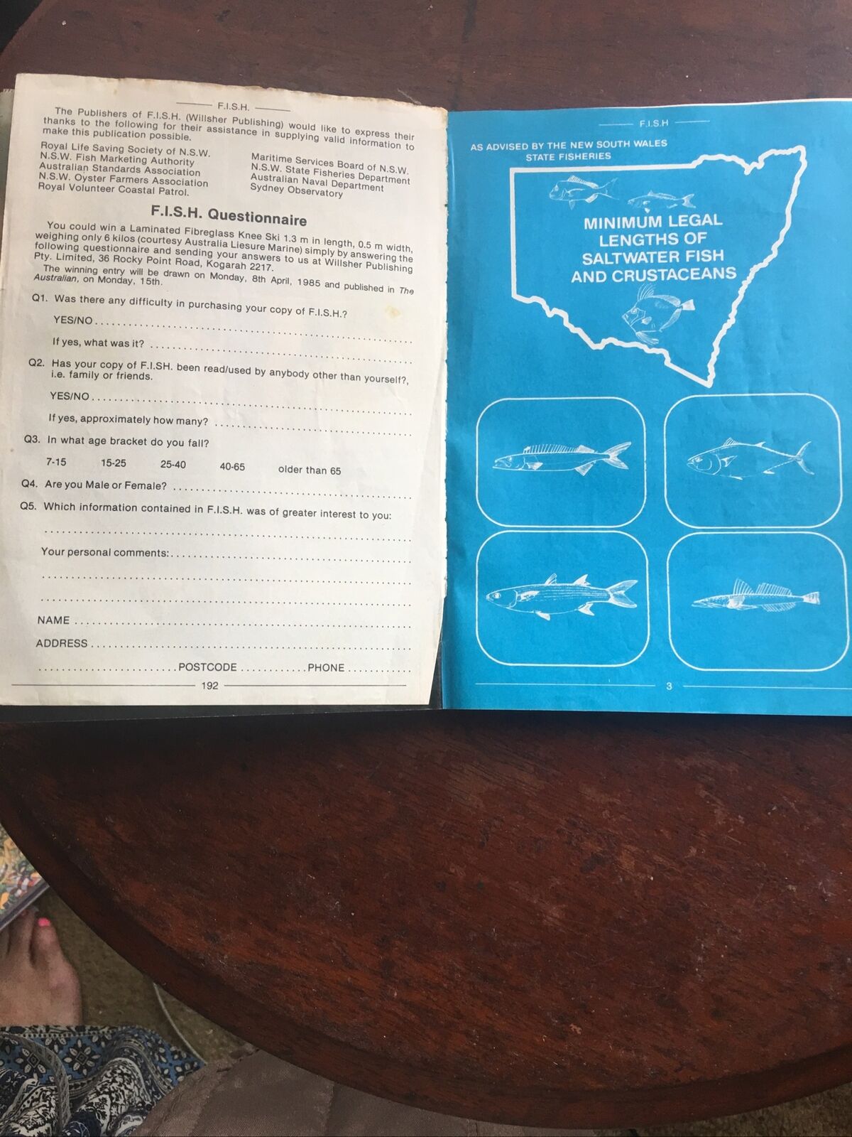 FISH FISHING INFORMATION & SERVICES HANDBOOK NSW FISH TYPES MAPS Recipes 1984-85