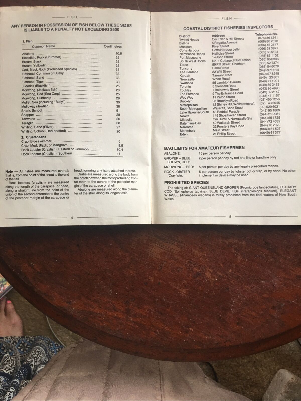 FISH FISHING INFORMATION & SERVICES HANDBOOK NSW FISH TYPES MAPS Recipes 1984-85