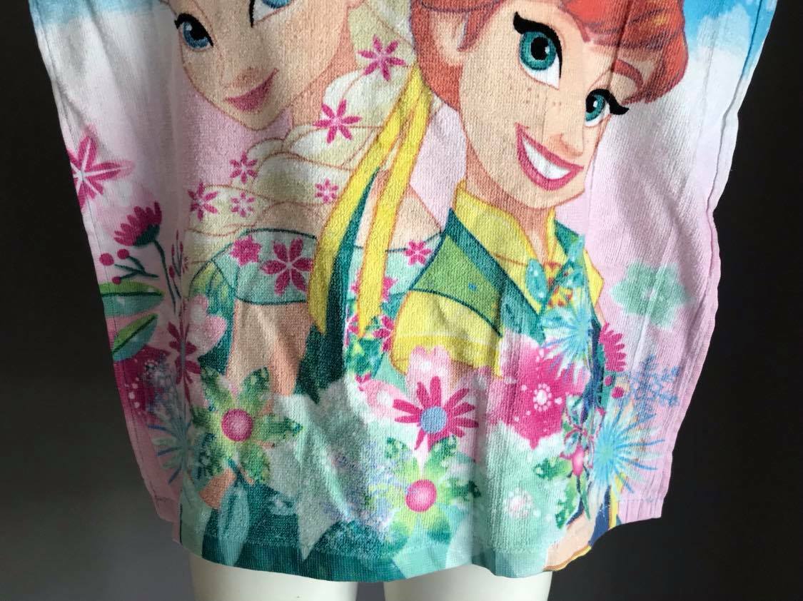 Girls FROZEN Princess Print Bath Beach Poncho Hooded Robe Disney NEW