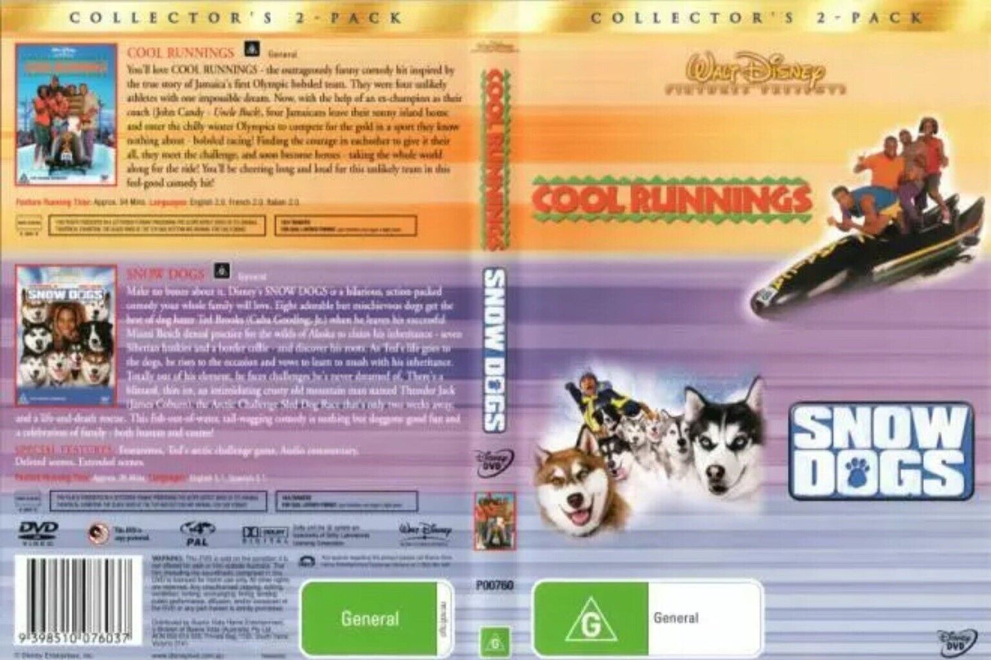 DVD COOL RUNNINGS & SNOW DOGS Walt Disney 2 Movie Family Comedy Pack Sealed NEW