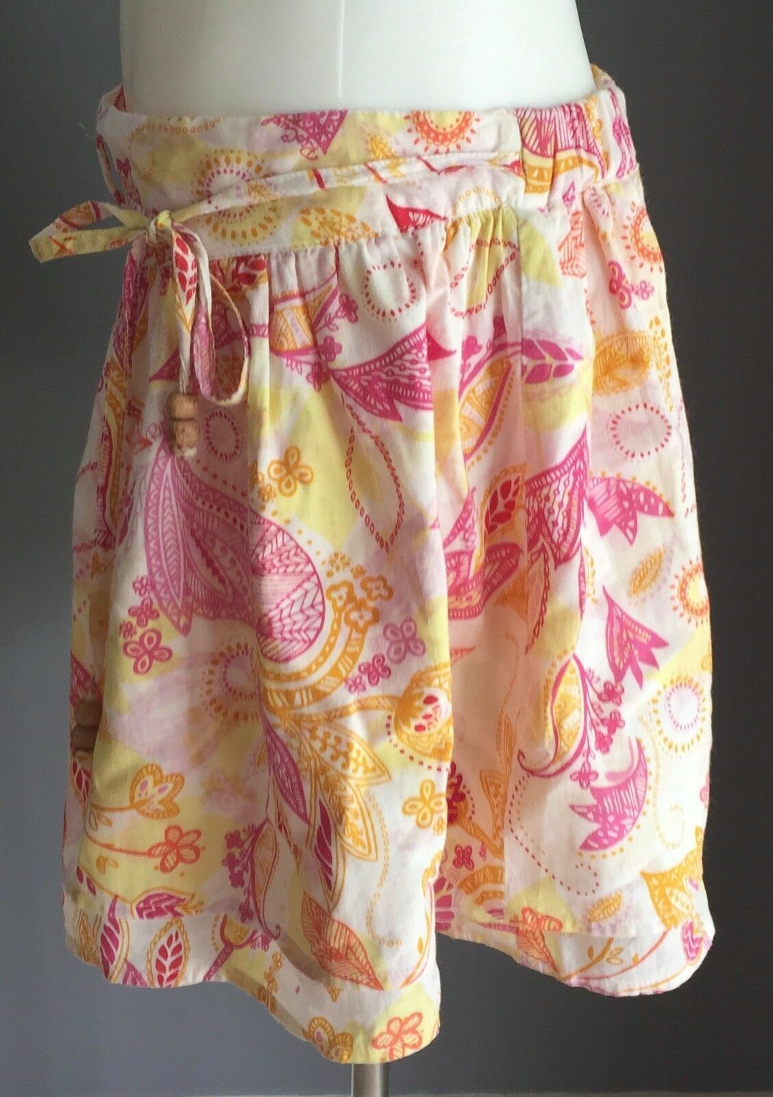 RIP CURL GIRL Skirt Orange Pink Yellow White Floral & Paisley Tween Size 14