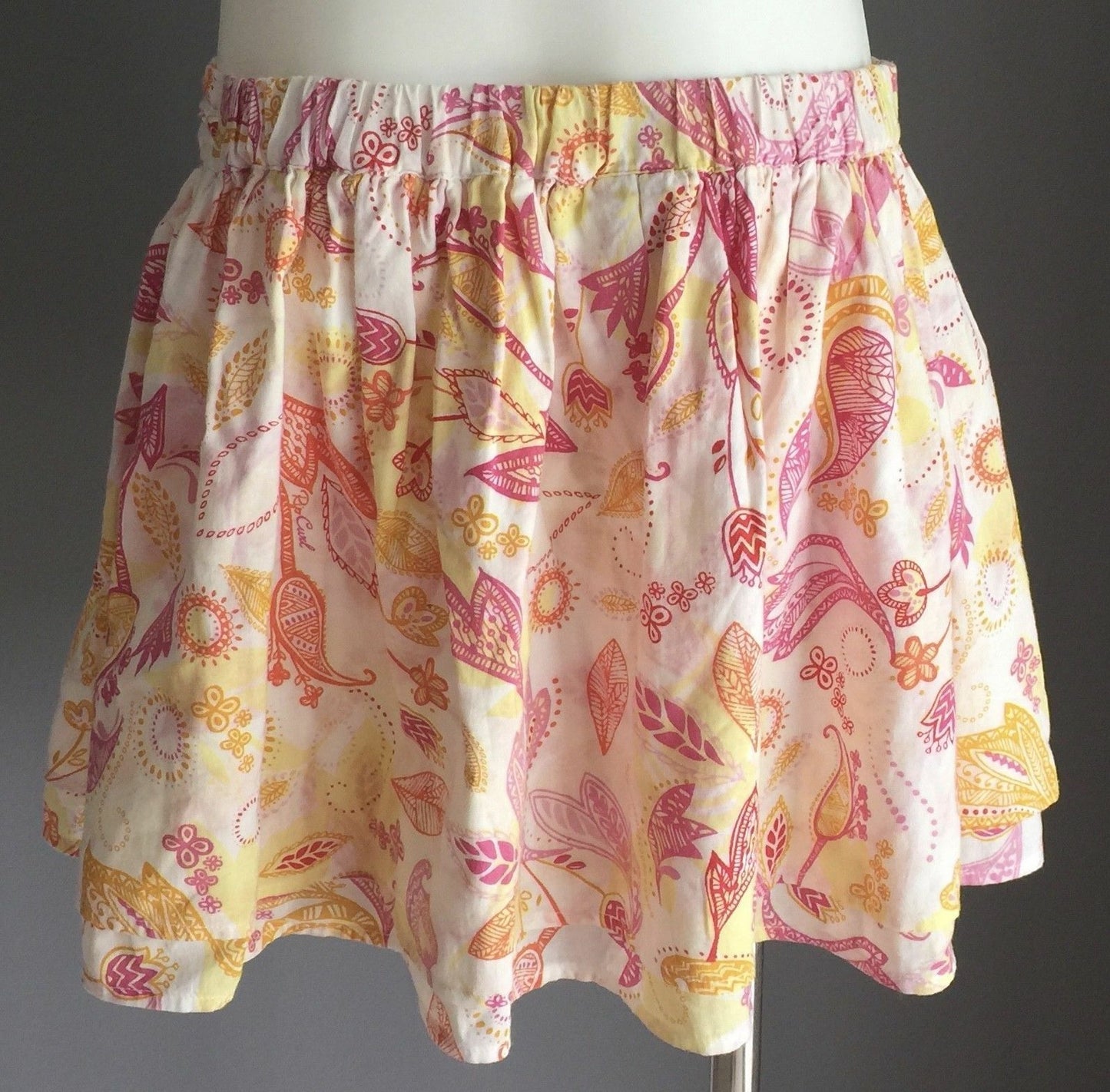 RIP CURL GIRL Skirt Orange Pink Yellow White Floral & Paisley Tween Size 14