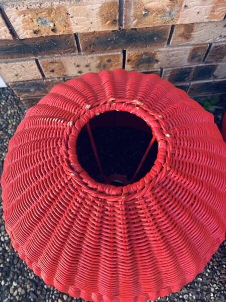 Huge 60cm Glossy Red Wicker Cane Wicker Light Shades Hanging Ceiling
