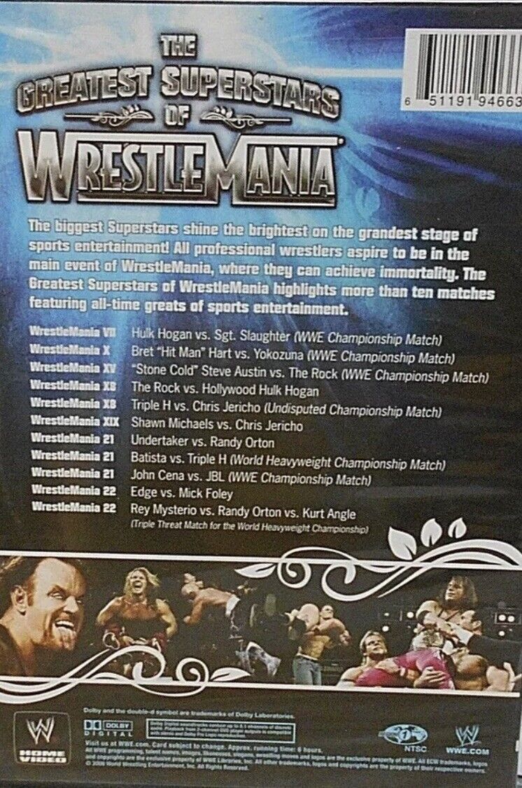 DVD WWE The Greatest Superstars Of Wrestle Mania  2008 Wrestling Rock 2 Disc Set