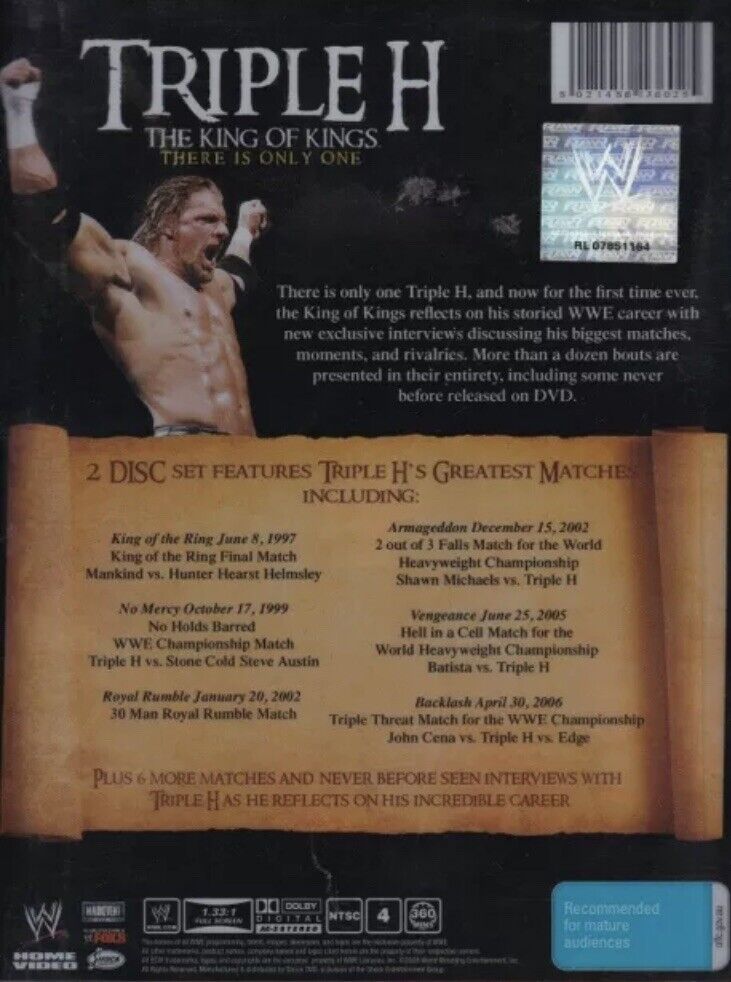 DVD TRIPLE H THE KING OF KINGS WWE  2008 Deluxe Edition R4 Wrestling 2 Disc Set