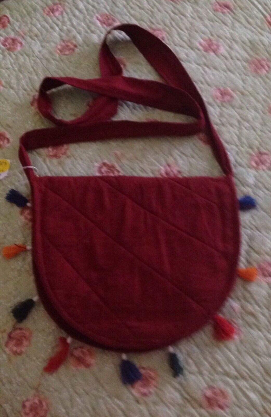 Indian SHOULDER BAG Handmade Hippy Boho Fabric Crossbody Coloured Tassels NEW
