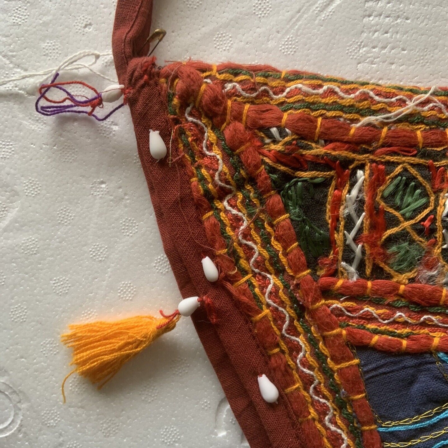 Indian SHOULDER BAG Boho Triangle Handmade Cotton Crossover Zip Top Flap NEW