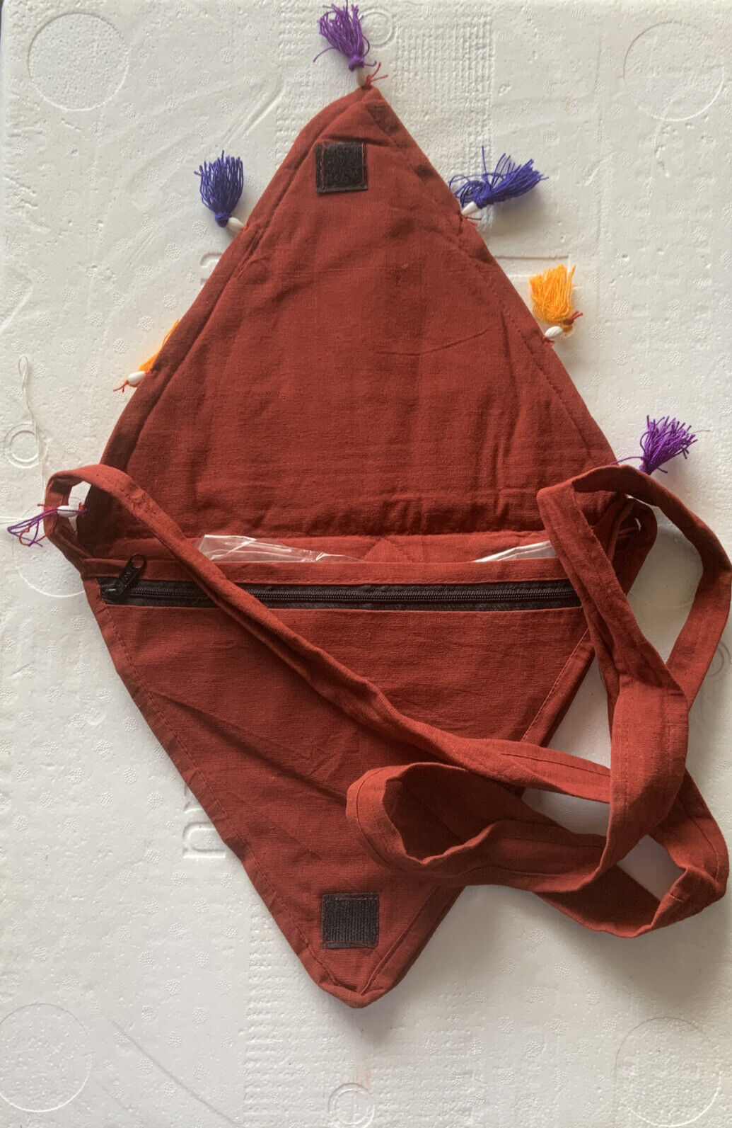 Indian SHOULDER BAG Boho Triangle Handmade Cotton Crossover Zip Top Flap NEW