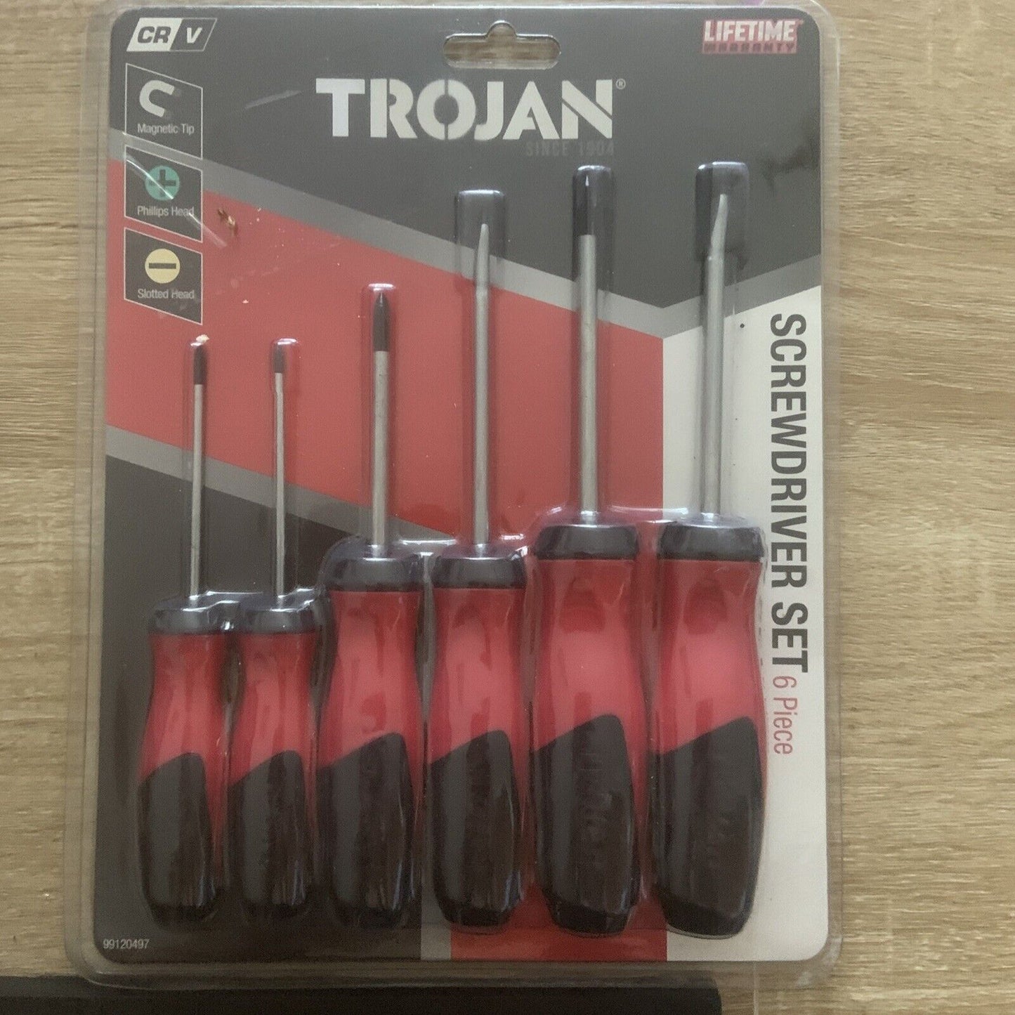 TROJAN 6 Pce CRV Screwdriver Set Magnetic Tip Phillips Slotted Sealed Tools NEW