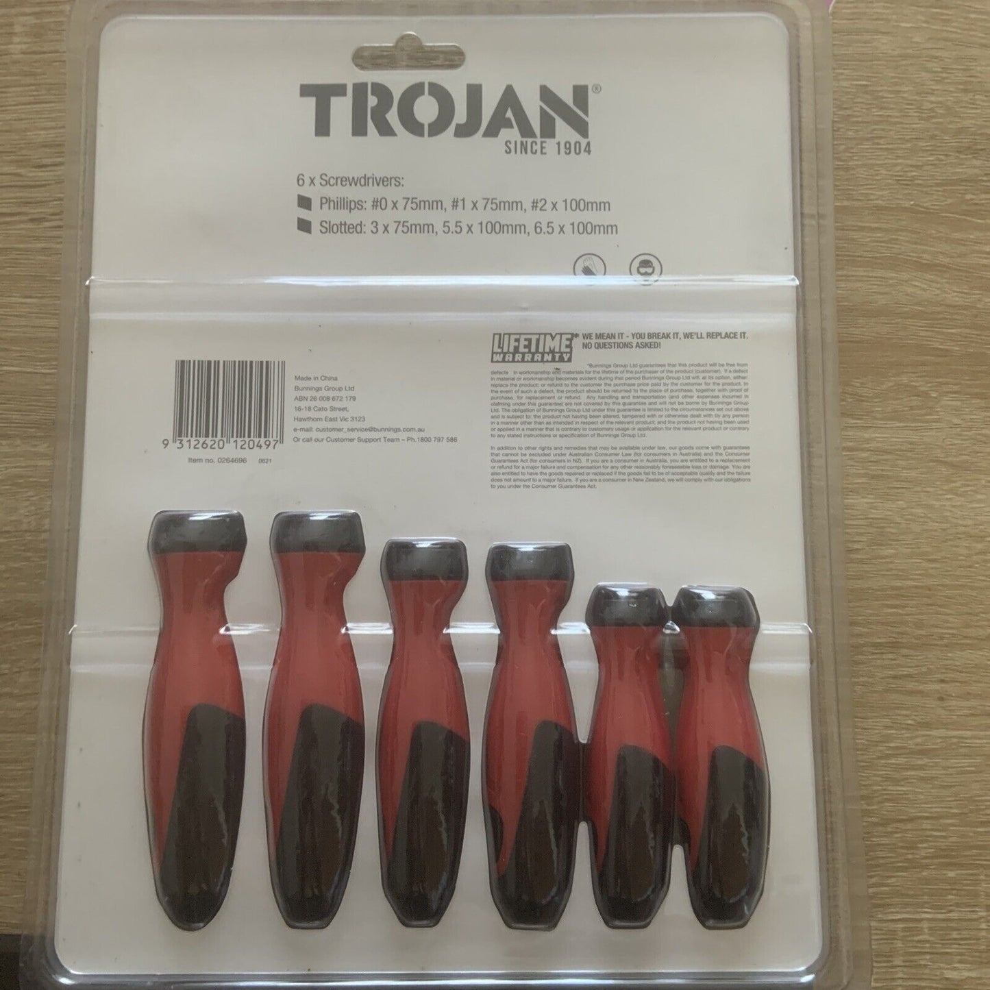 TROJAN 6 Pce CRV Screwdriver Set Magnetic Tip Phillips Slotted Sealed Tools NEW