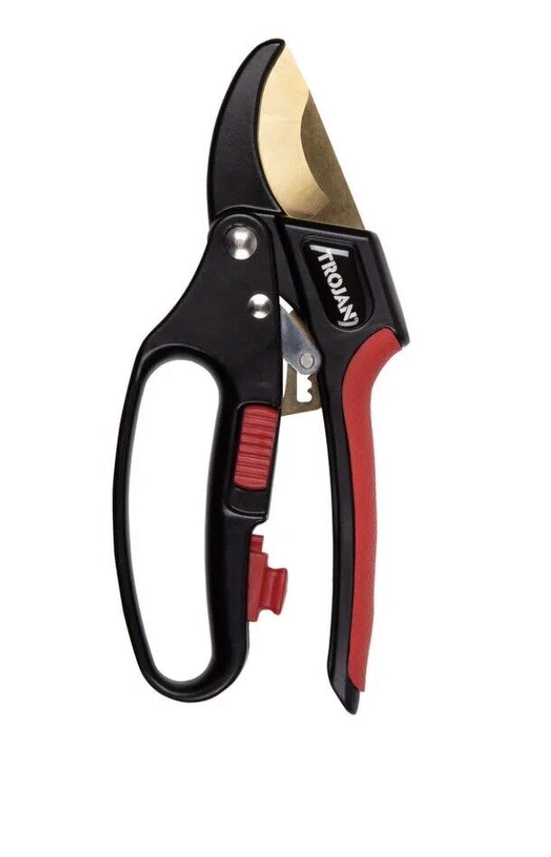 TROJAN ® Ratchet Anvil Pruner Secateur Lockable Premium Blades Pouch 20cm  NEW