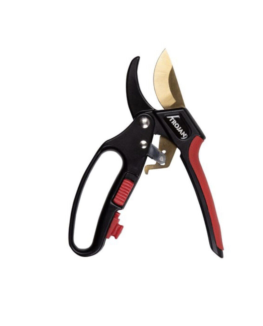 TROJAN ® Ratchet Anvil Pruner Secateur Lockable Premium Blades Pouch 20cm  NEW