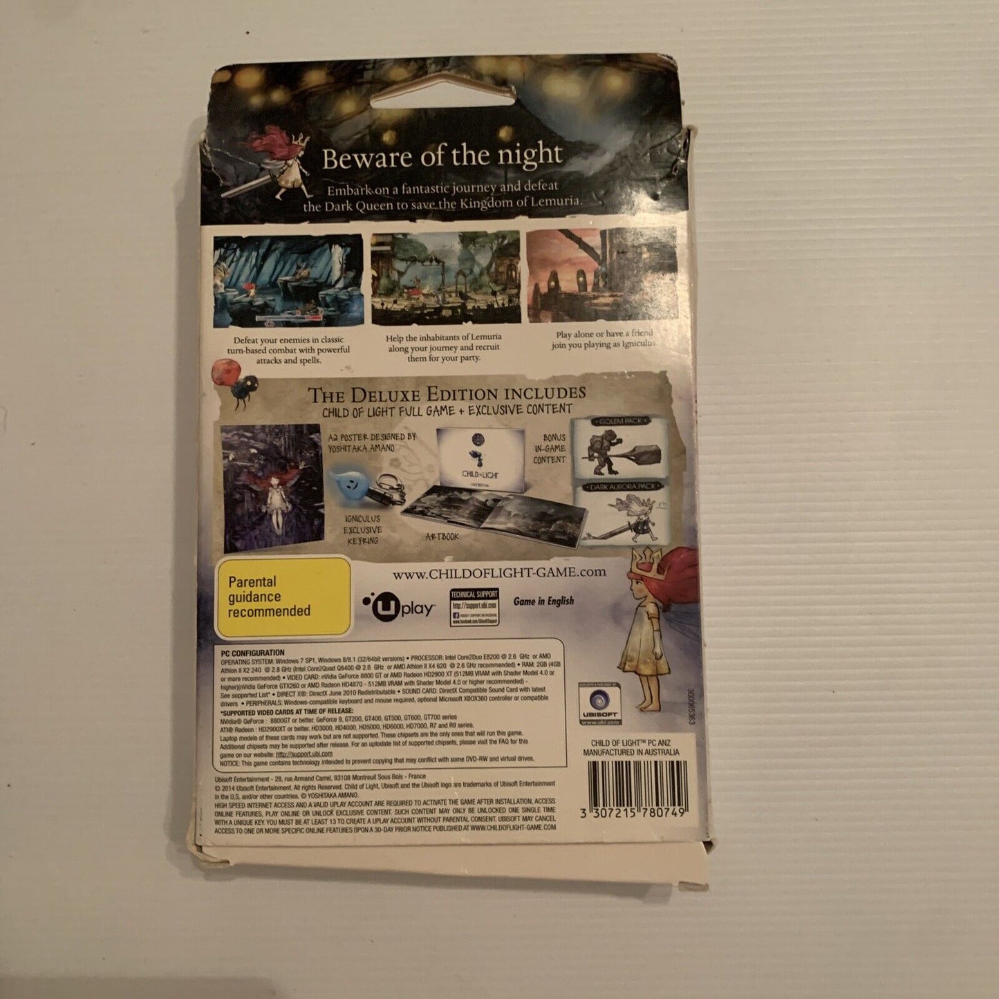 PC Deluxe Edition CHILD OF LIGHT Digital English 2014 *NO KEYRING New In Box