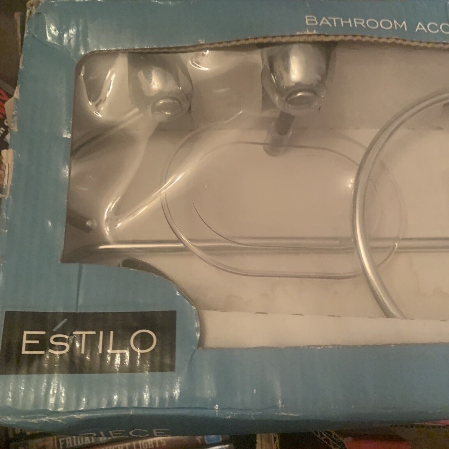 ESTILO Bathroom Accessories 5 Piece Set Roll Holder Robe Hook Towel Rail + NEW