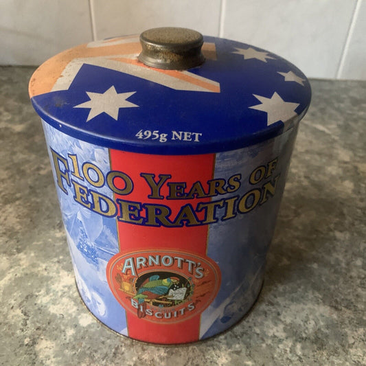 Metal Tin Arnott's Biscuits 100 Years of Federation Tim Tam Mint Slice 2001 Rust