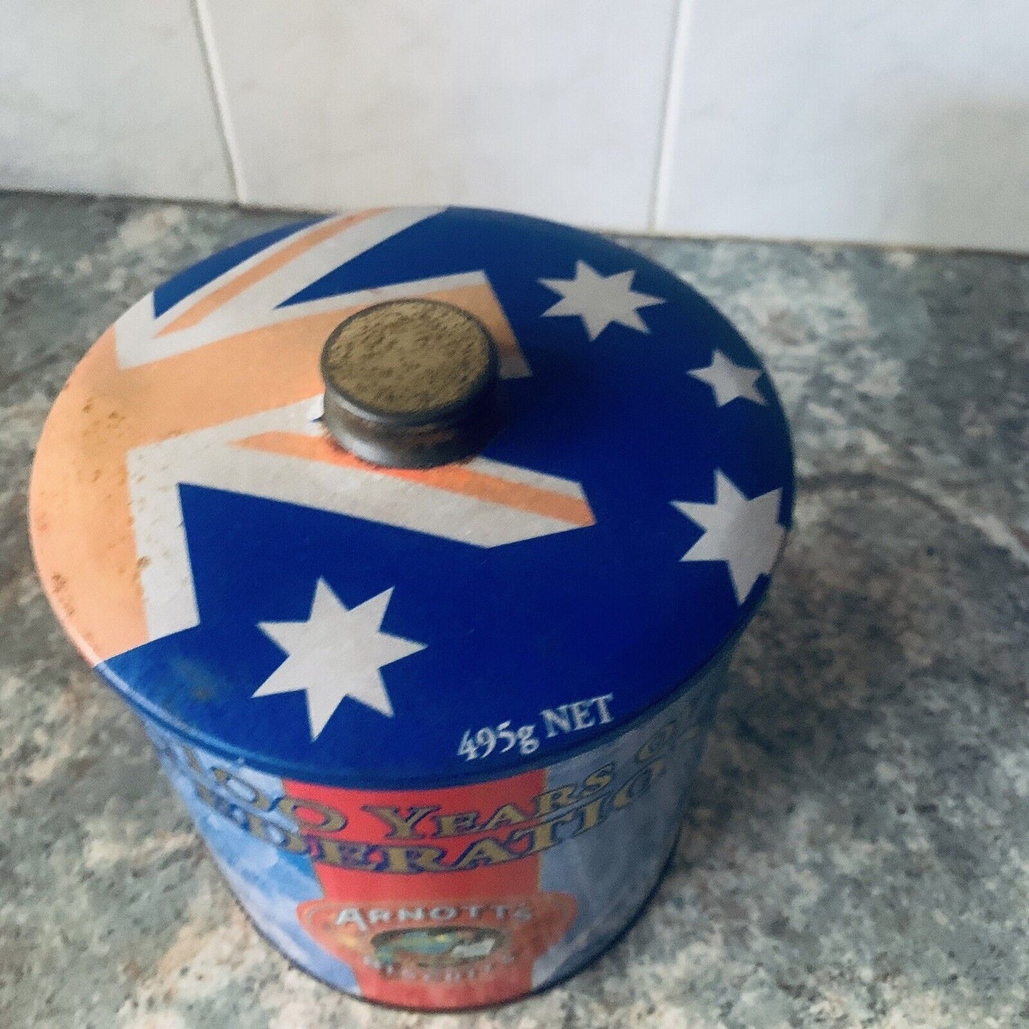 Metal Tin Arnott's Biscuits 100 Years of Federation Tim Tam Mint Slice 2001 Rust