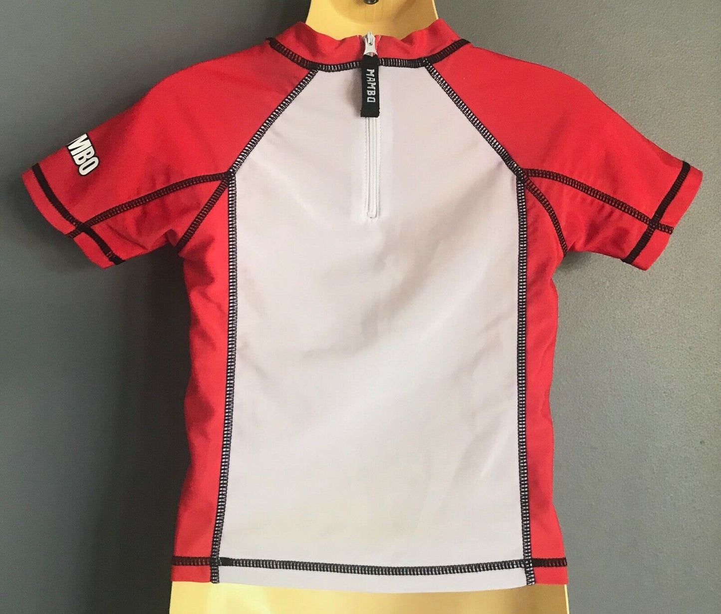 MAMBO Rash Vest Shirt Red White Rashie Top Dog Motif Size 1 Beach Pool Unisex