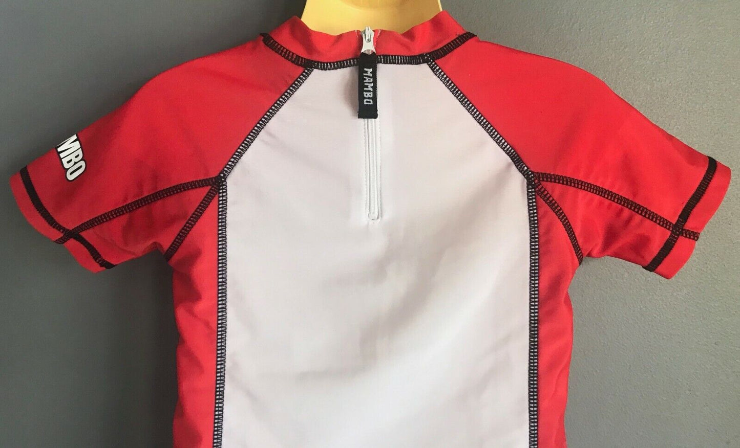 MAMBO Rash Vest Shirt Red White Rashie Top Dog Motif Size 1 Beach Pool Unisex