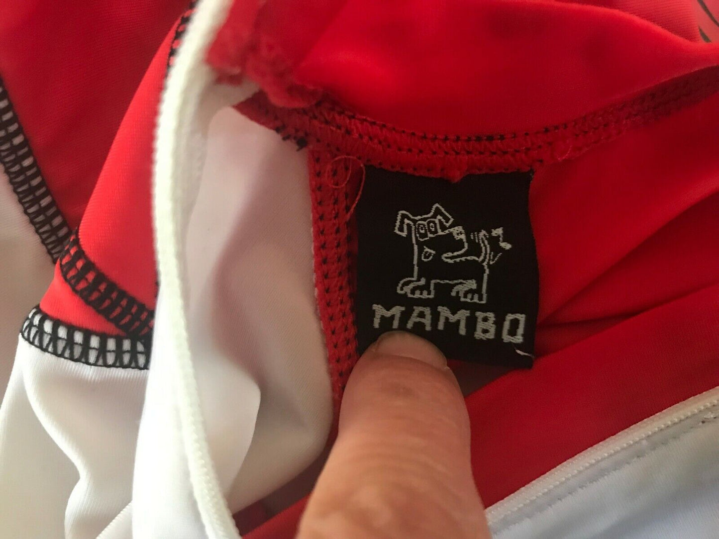 MAMBO Rash Vest Shirt Red White Rashie Top Dog Motif Size 1 Beach Pool Unisex