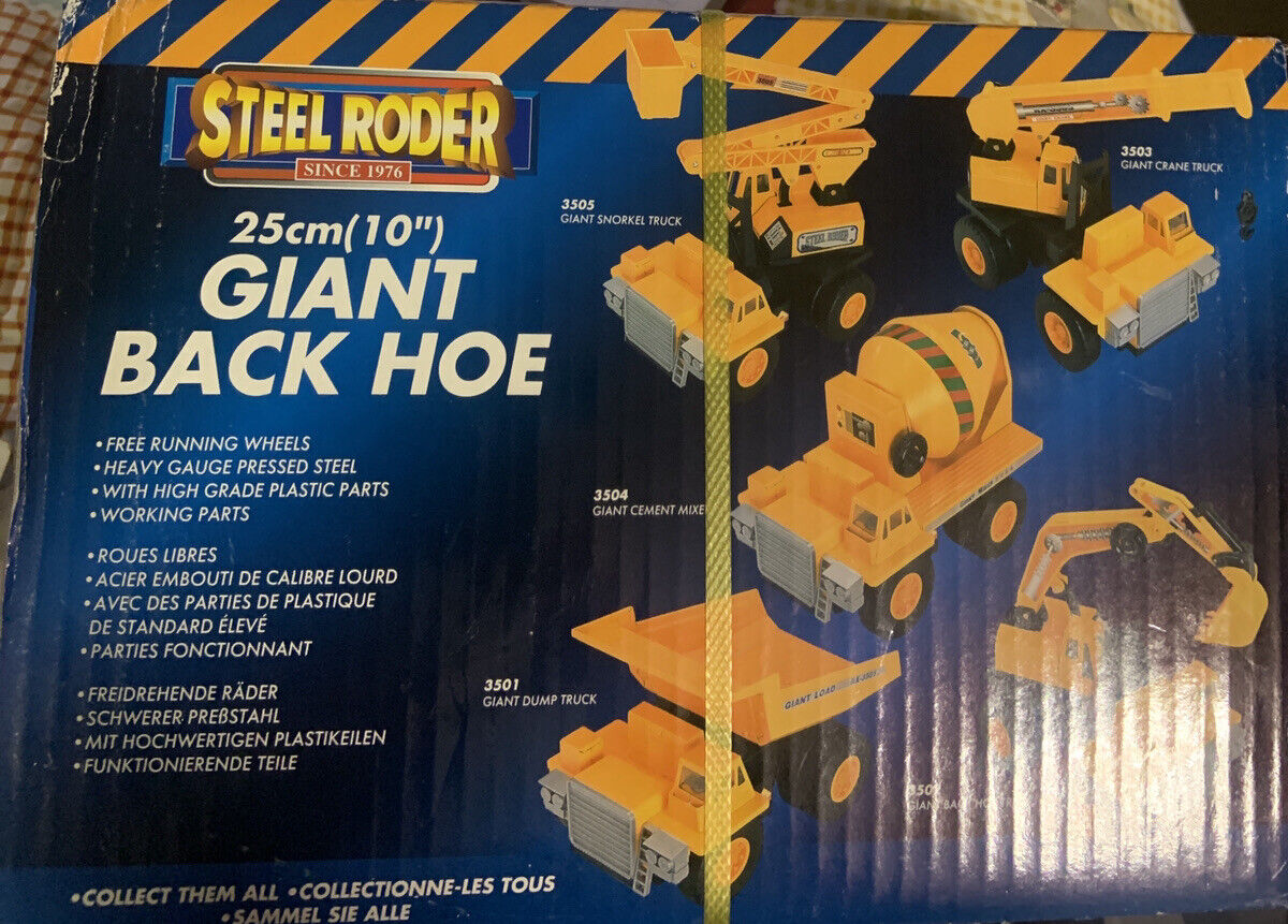 STEEL RODER TOY TRUCK 25cm GIANT BACK HOE Die cast Steel Plastic 3502 Box NEW