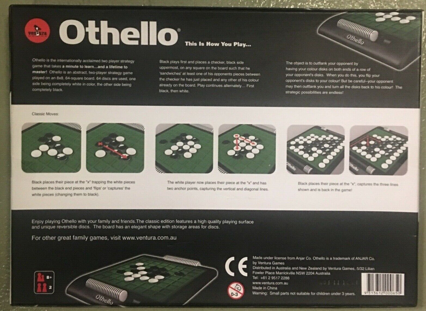 OTHELLO Board Game Classic Family Game Ages 8+ Spin Master 35x 25cm NEW SEALED