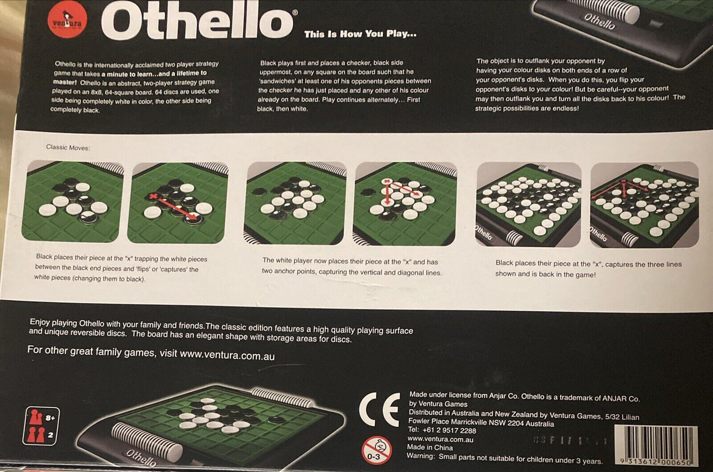 OTHELLO Board Game Classic Family Game Ages 8+ Spin Master 35x 25cm NEW SEALED