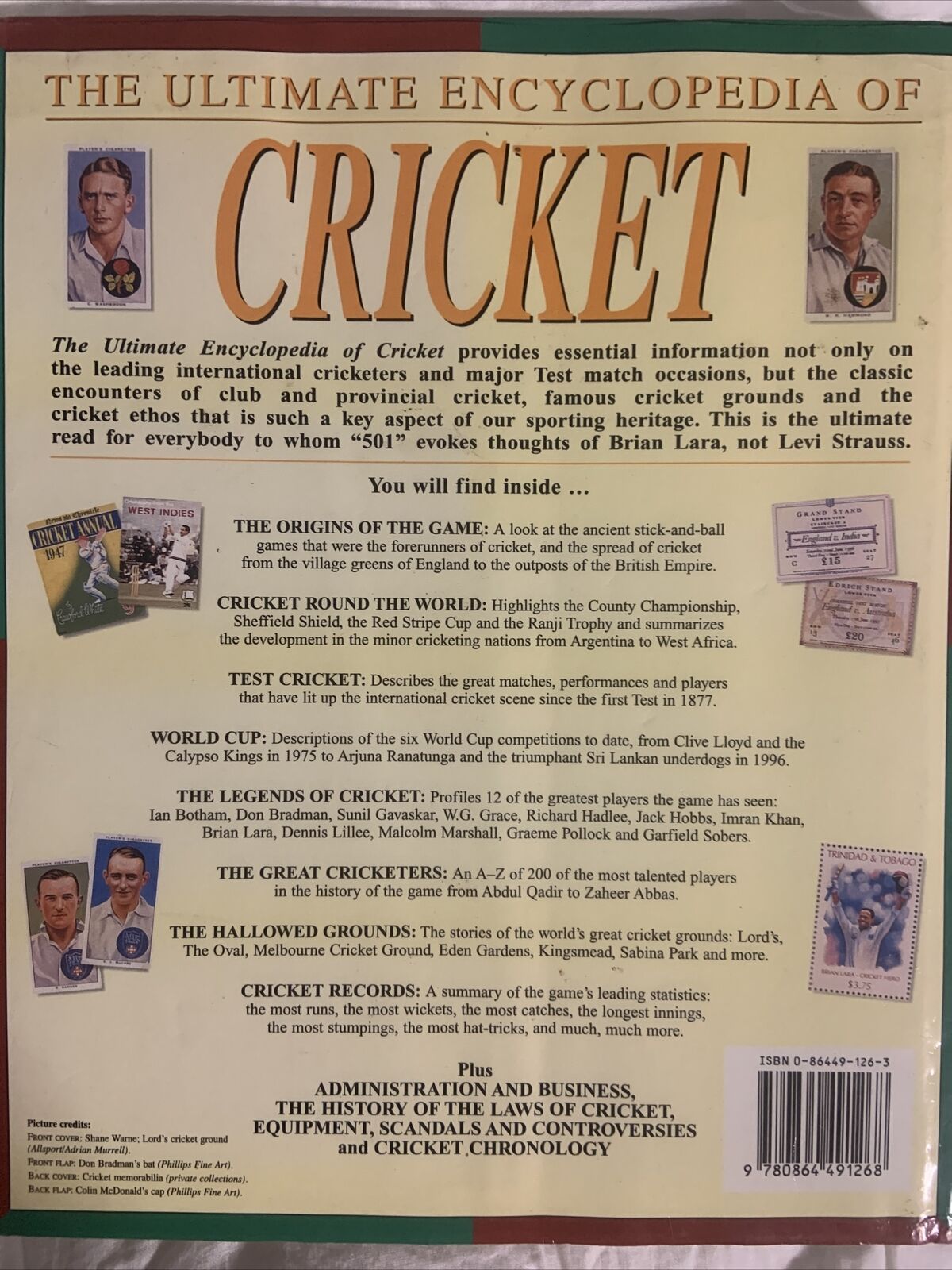 HC The Ultimate Encyclopedia of Cricket Peter Arnold & Peter Wynne - Thomas DJ