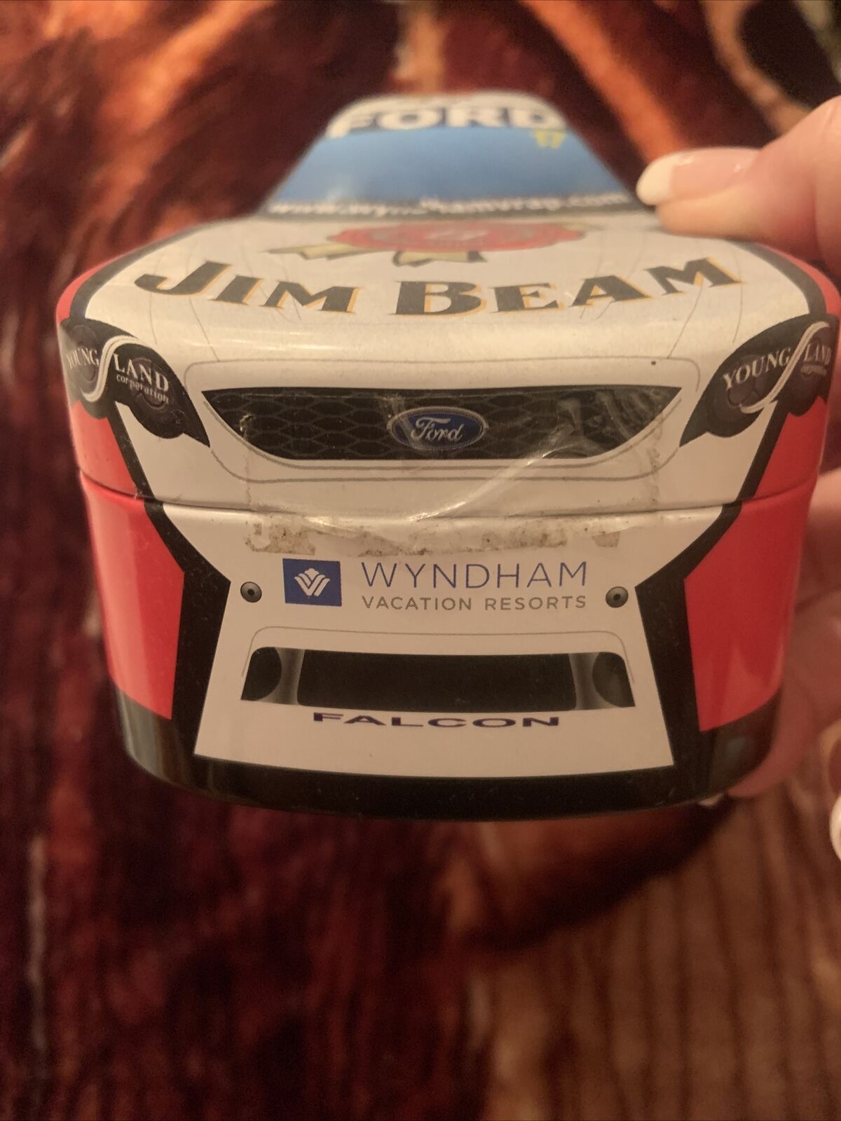 Metal Tin JIM BEAM Ford Racing V8 Supercars Bottle 2008 Wyndham Helix Crane Cams