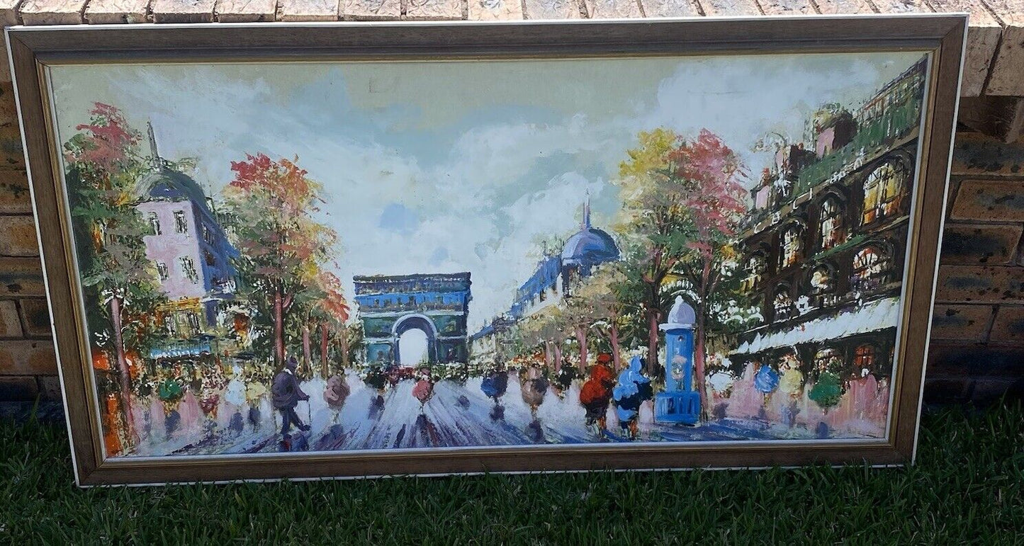 Framed Painting Original Champs-Élysées Avenue in Paris, France Elysee On Canvas
