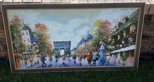 Framed Painting Original Champs-Élysées Avenue in Paris, France Elysee On Canvas
