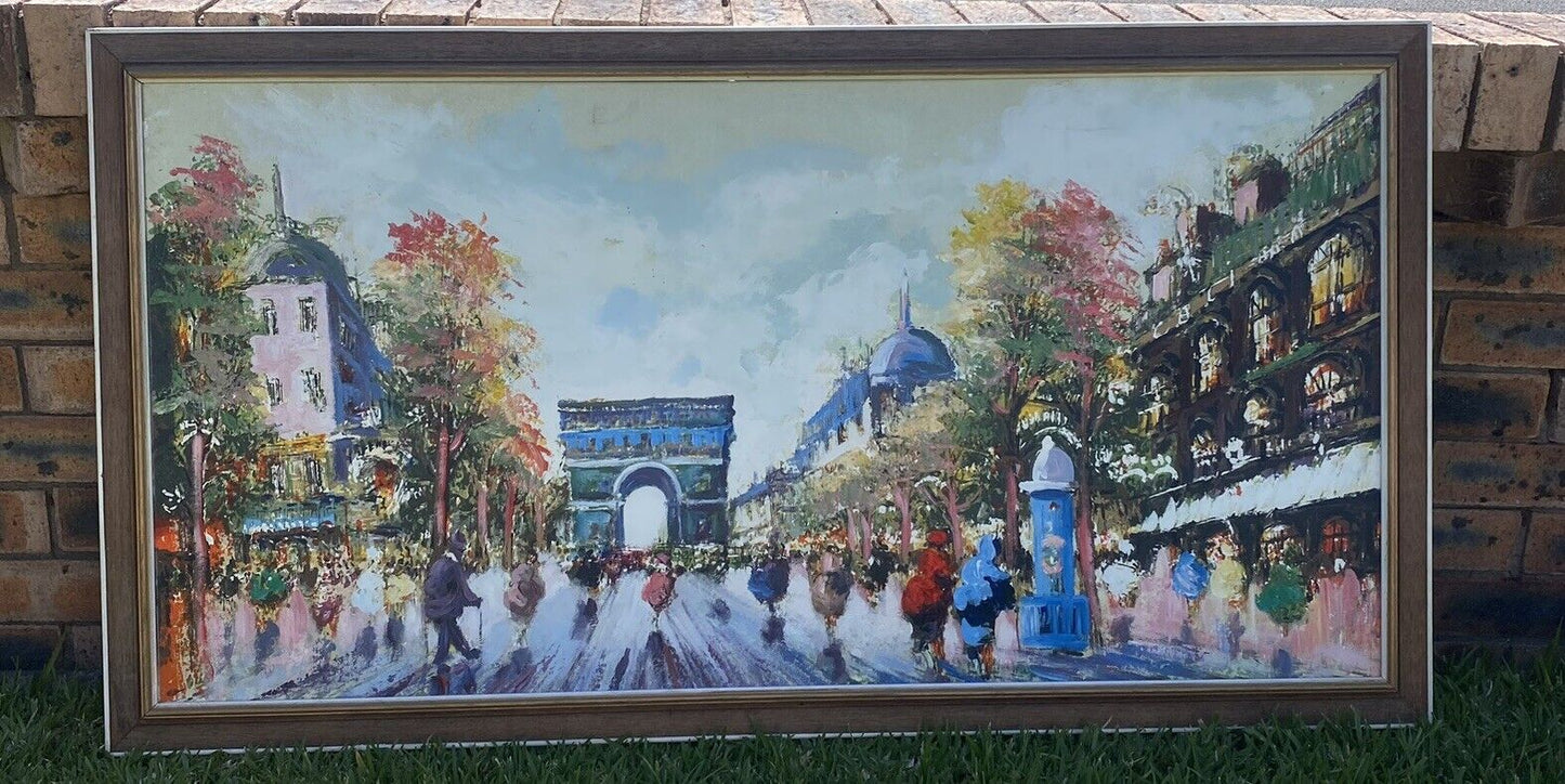 Framed Painting Original Champs-Élysées Avenue in Paris, France Elysee On Canvas