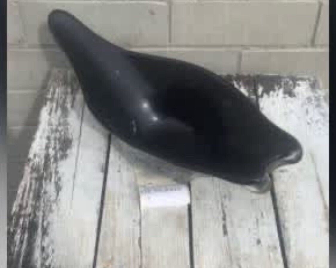 MCM Retro Mod MURANO Italian ART GLASS Bowl Black White Boat Shape Centerpiece