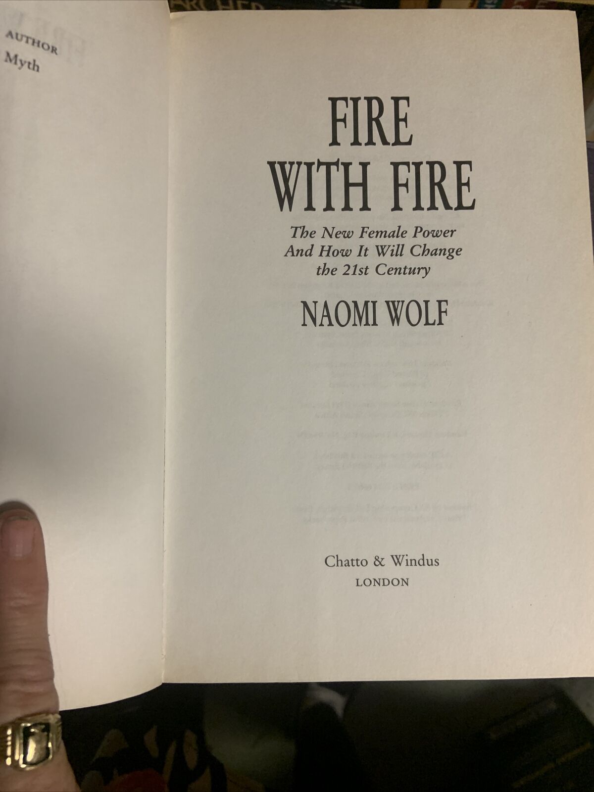 FIRE WITH FIRE by Naomi Wolf Large Chatto & Windus Female Power PB Book