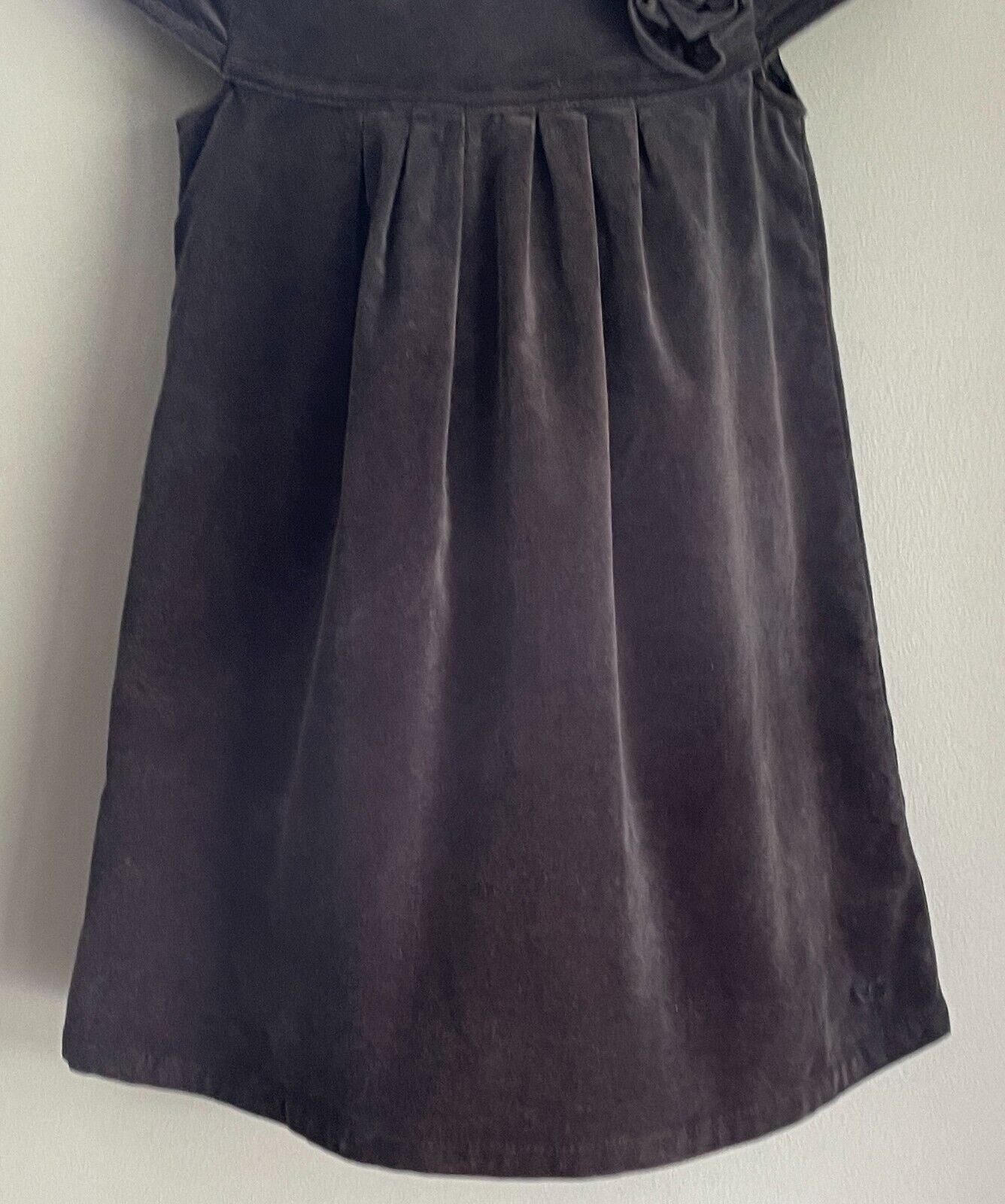 Vintage Girls ESPRIT Dress Navy Velour Cap Sleeve Peter Pan Collar Size 6 - 7