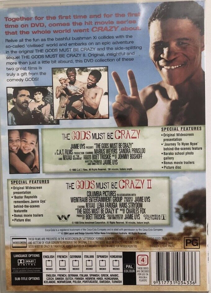 DVD The Gods Must Be Crazy 1 & 2 Comedy Movie N!xau Marius Weyers Sandra Prins