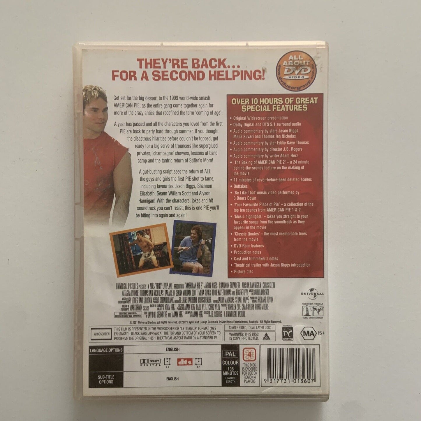 DVD American Pie 2 Jason Biggs Seann William Scott R4 Comedy Movie Cult