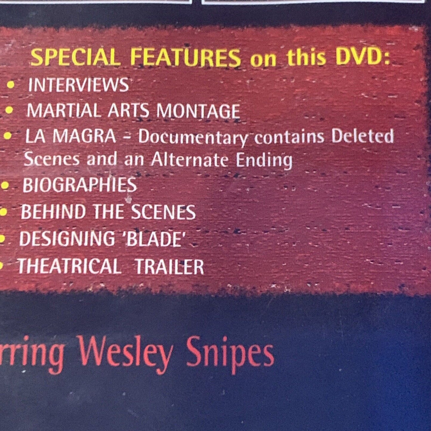 DVD BLADE 1999 R4 PAL Marvel Wesley Snipes Stephen Dorff Action Special Features