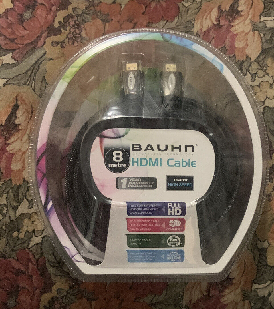 BAUHN 8 Metre HDMI Cable Full HD 3D Compatible Sealed High Speed NEW