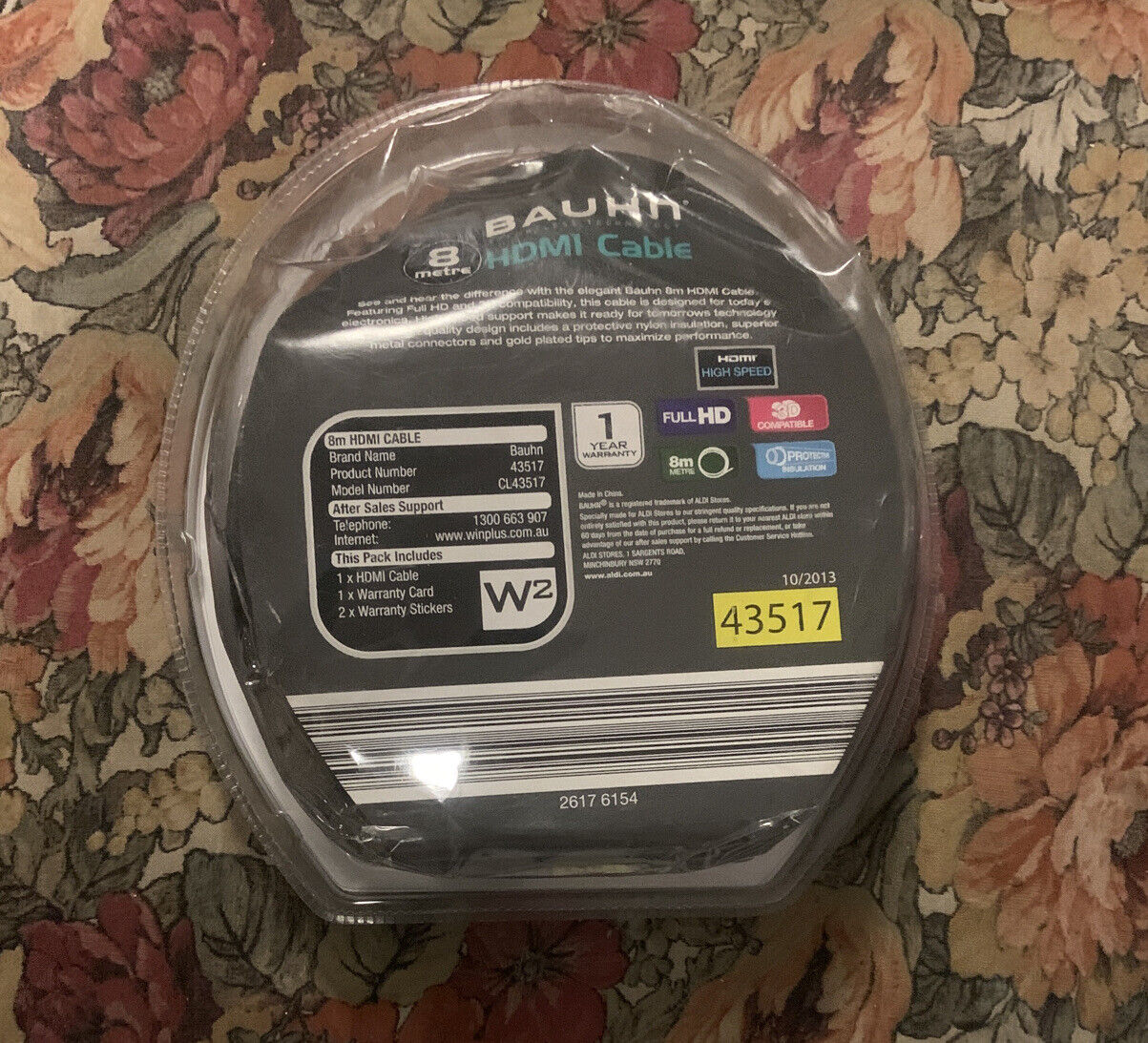 BAUHN 8 Metre HDMI Cable Full HD 3D Compatible Sealed High Speed NEW