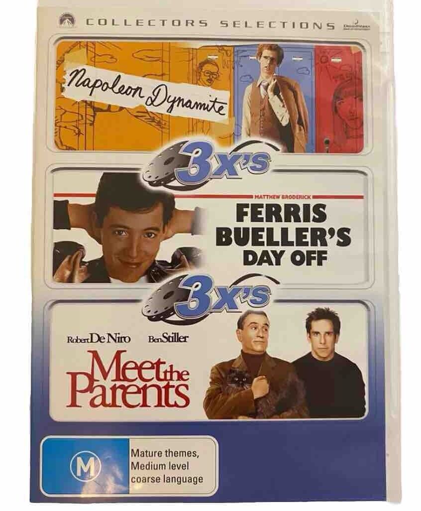 DVD Napolean Dynamite | Ferris Bueller's Day Off  | Meet the Parents 3 Disc Set
