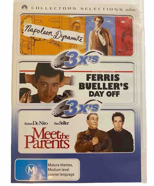 DVD Napolean Dynamite | Ferris Bueller's Day Off  | Meet the Parents 3 Disc Set